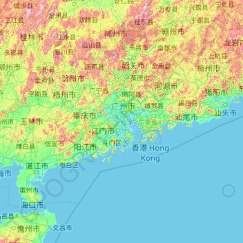 广东省地形图，海拔，地势