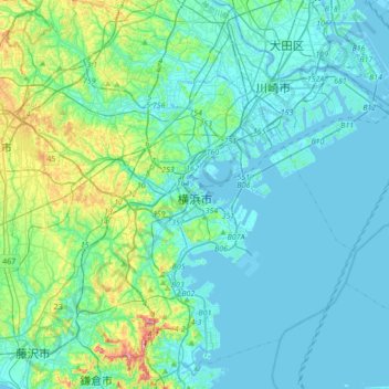 横滨市地形图 海拔 地势