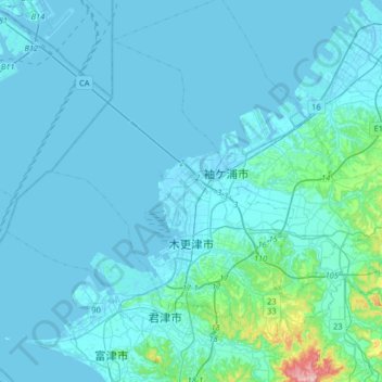 木更津市地形图 海拔 地势