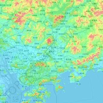 惠州市地形图，海拔，地势