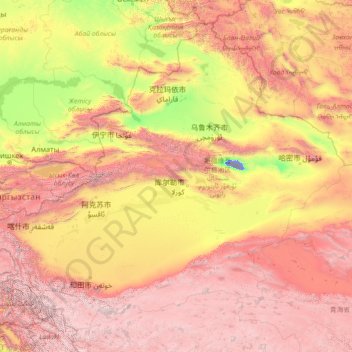 新疆维吾尔自治区地形图，海拔，地势